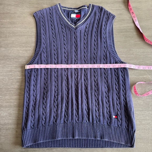 Tommy Hilfiger Navy Blue Cable Knit Sweater Vest Mens L - Picture 6 of 8